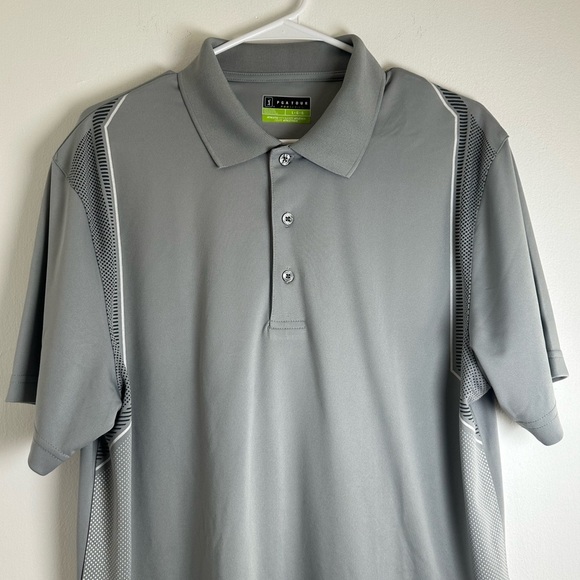 PGA Tour Golf Polo Shirt, Short Sleeve, 3-Button Gray Men's Shirt, Size Large - Picture 4 of 14